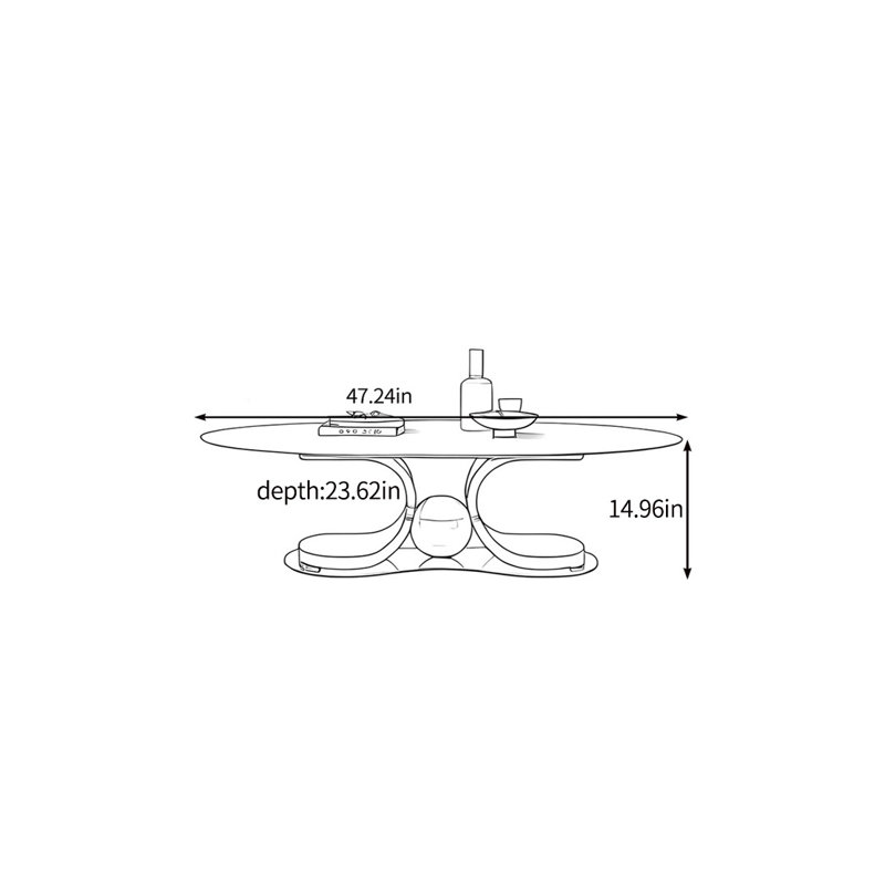 Table basse de luxe de style italien, H 14,96 po x L 23,62 po x l 47,24 po, Noir