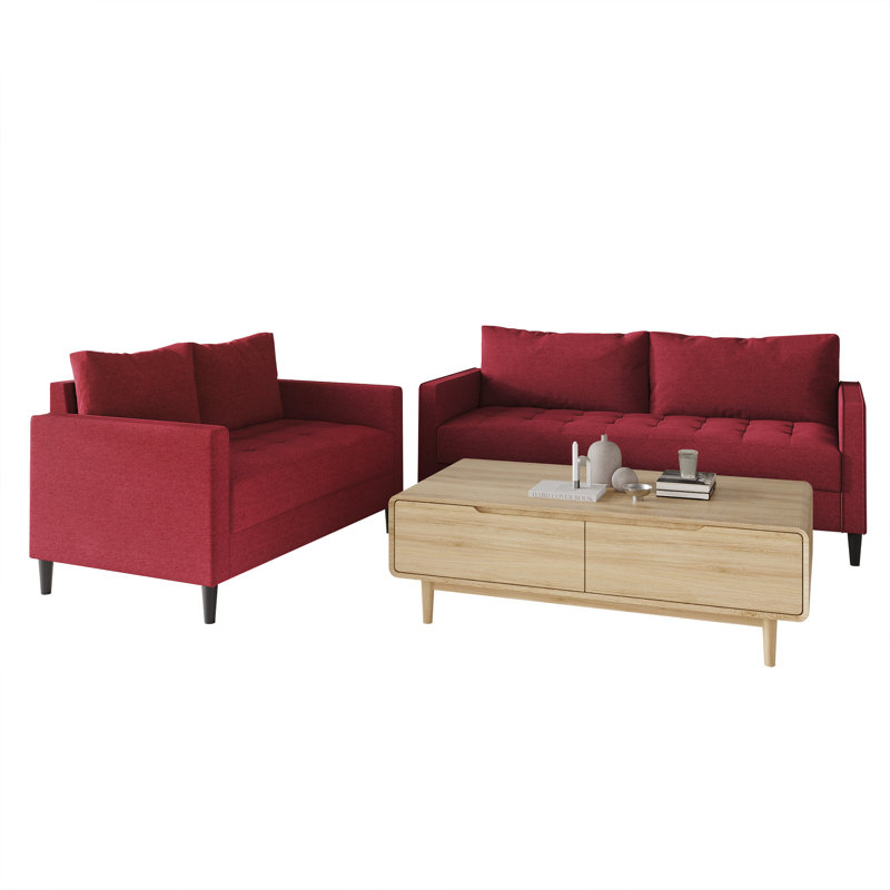 Barkim 2 - Piece Living Room Set, Red Linen