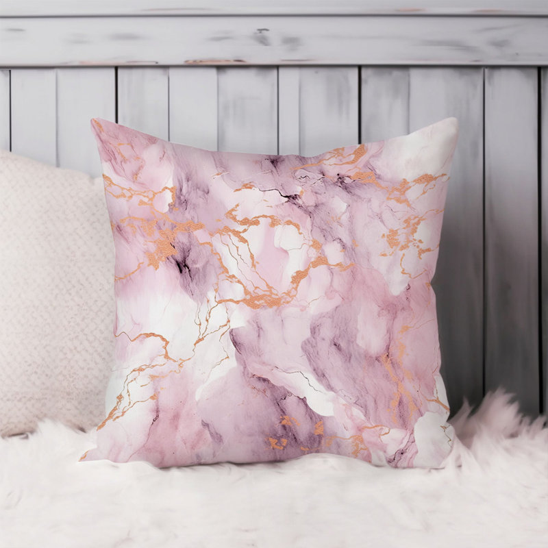 Abstract Pink Marble Geode Crystal I Modern, 16"H x 16"W