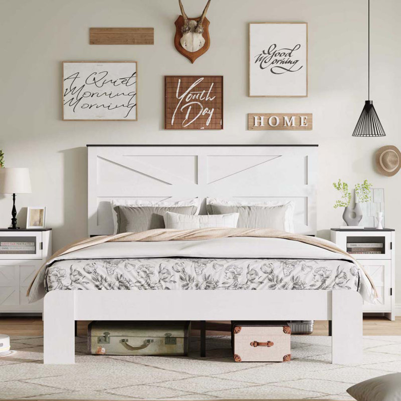 Structure de lit plateforme en bois, sans bruit, sans sommier, Grand lit