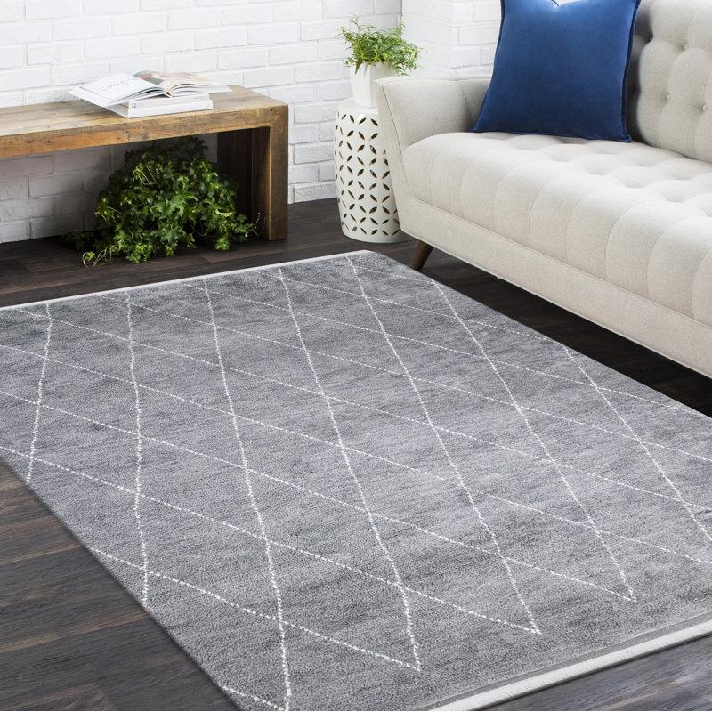 Shaggy Moroccan Style Hand Knotted Wool Are Rug, Rectangle 8' x 10', Gray