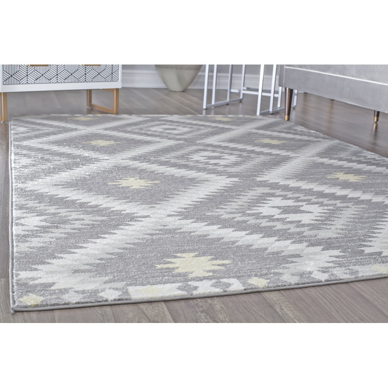 Tapis à motif tribal gris Myra Bodrum Kilim, Rectangulaire 8 pi x 10 pi