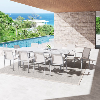 Ensemble repas extensible rectangulaire en aluminium pour 10 personnes