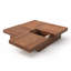 Table basse contemporaine carrée à plateau coulissant avec finition noyer - Centre de table spacieux
