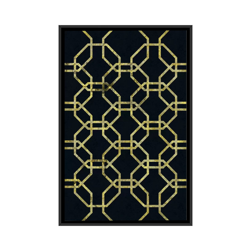 « geometric dialogue », impression sur toile, H 26 po x l 18 po x P 1,5 po, Toile avec cadre noir, Pas de tapis