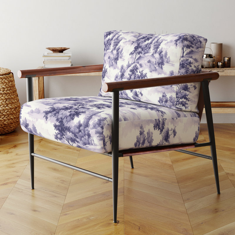 Chaise rembourrée French Country, Bras ronds bruns