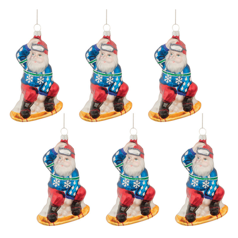 Ornement en verre Snowboarding Santa