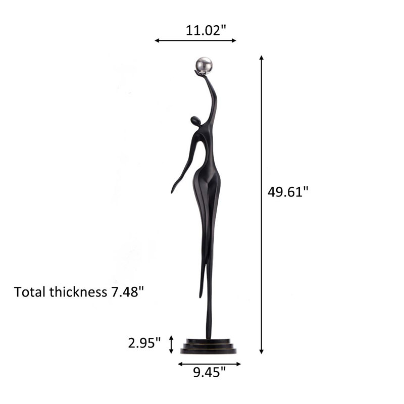 49,61 ", art figuratif abstrait noir, H 49,61 po x l 11,02 po x P 7,48 po