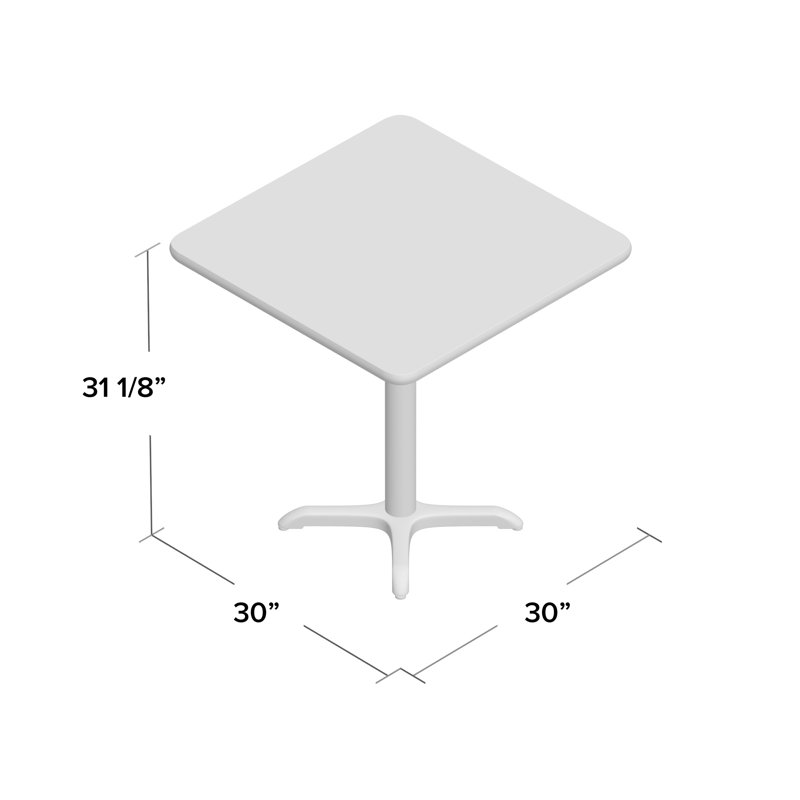 Laminate Table Top with Table Height Base, Walnut, 24" L x 24" W, Standard Height (31.13" Height)