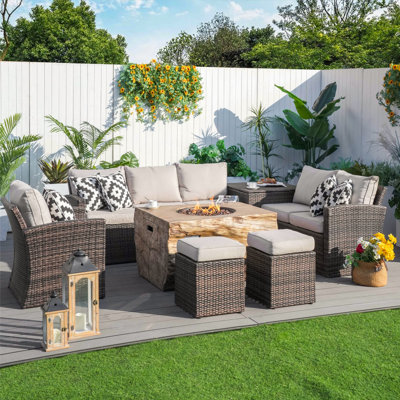 8- Person Wicker Outdoor Seating Group With Cushions