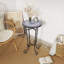 Table d'appoint de patio, bleu et noir