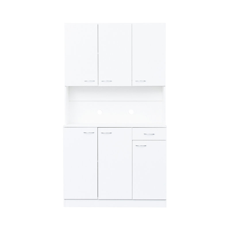 Alice 71.94" Tall Wardrobe & Kitchen Cabinet, White, 6 Doors, 1 Open Shelf, Drawer - Dependable Quality For Bedroom And Kitchen, Durability