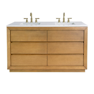 Brady 60 in. W Quartz Top Double Sink Bathroom Vanity, Light Natural