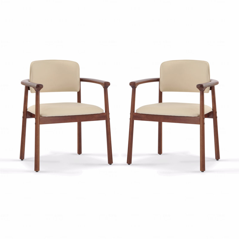 Paquet de 2 chaises de salle à manger, siège en bois d'hévéa robuste et confortable en mousse de polyuréthane