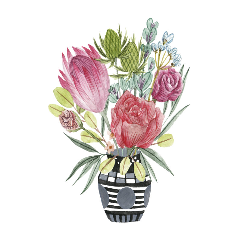 Protea Awakening I by Melissa Wang - Painting, Wrapped Canvas, 76 cm H x 51 cm W