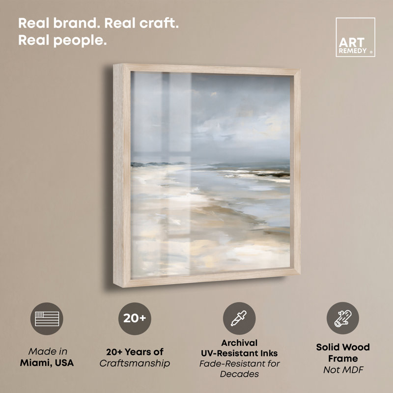 Fading Coast II Impression sous-cadre Décoration murale côtière par, H 20 po x l 16 po, Cadre en chêne naturel