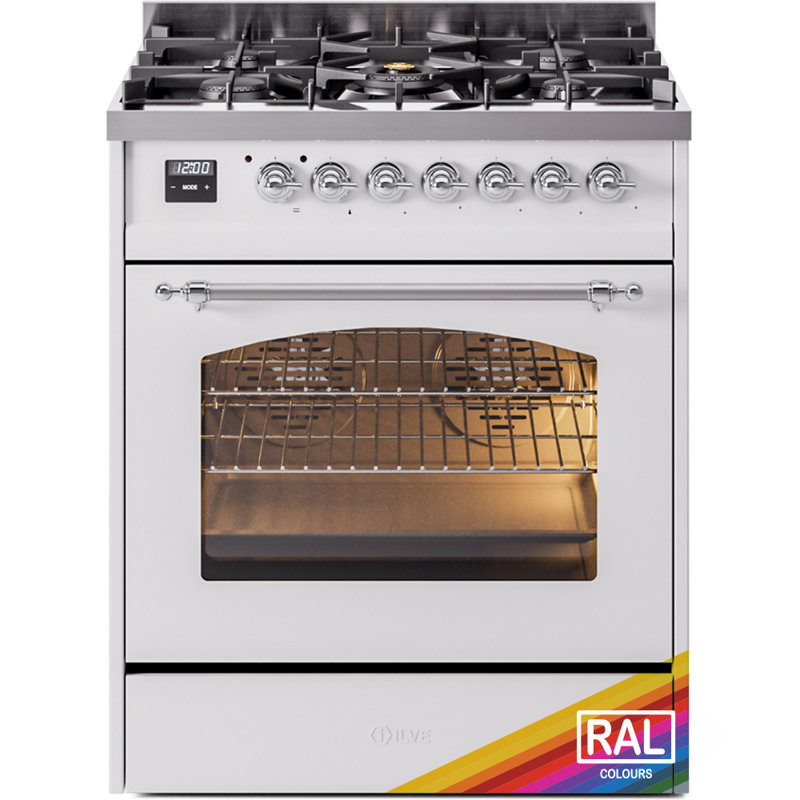 ILVE Nostalgie II 30 in Dual Fuel Range, RAL/Chrome, Natural Gas