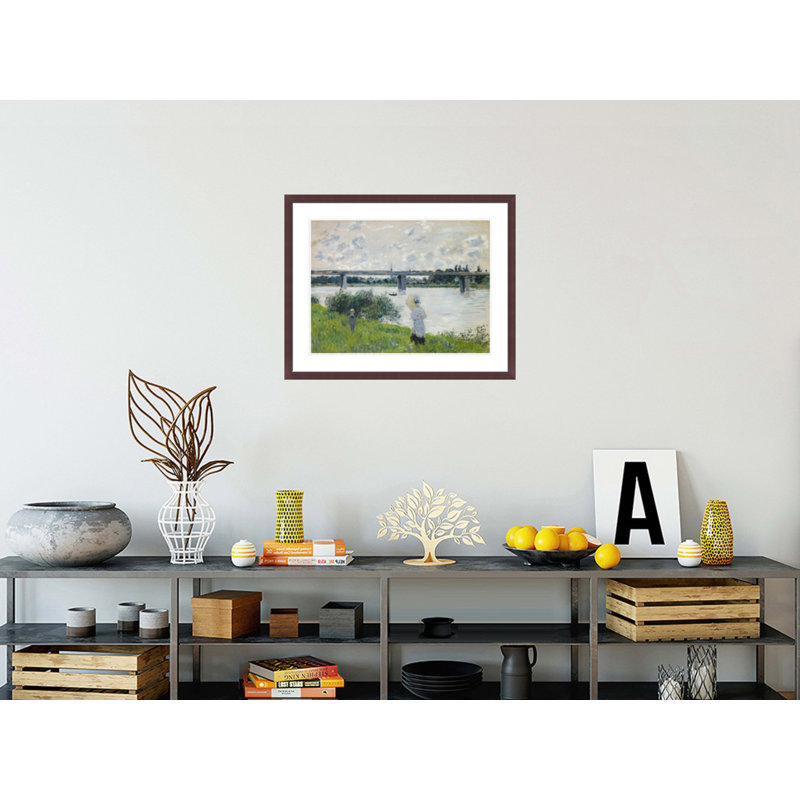 «The Promenade with the Railroad Pont Argenteuil» par Claude Monet, impression giclée encadrée, H 23,5 po x l 29,44 po