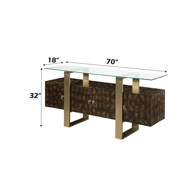 Console en laiton et brun antique