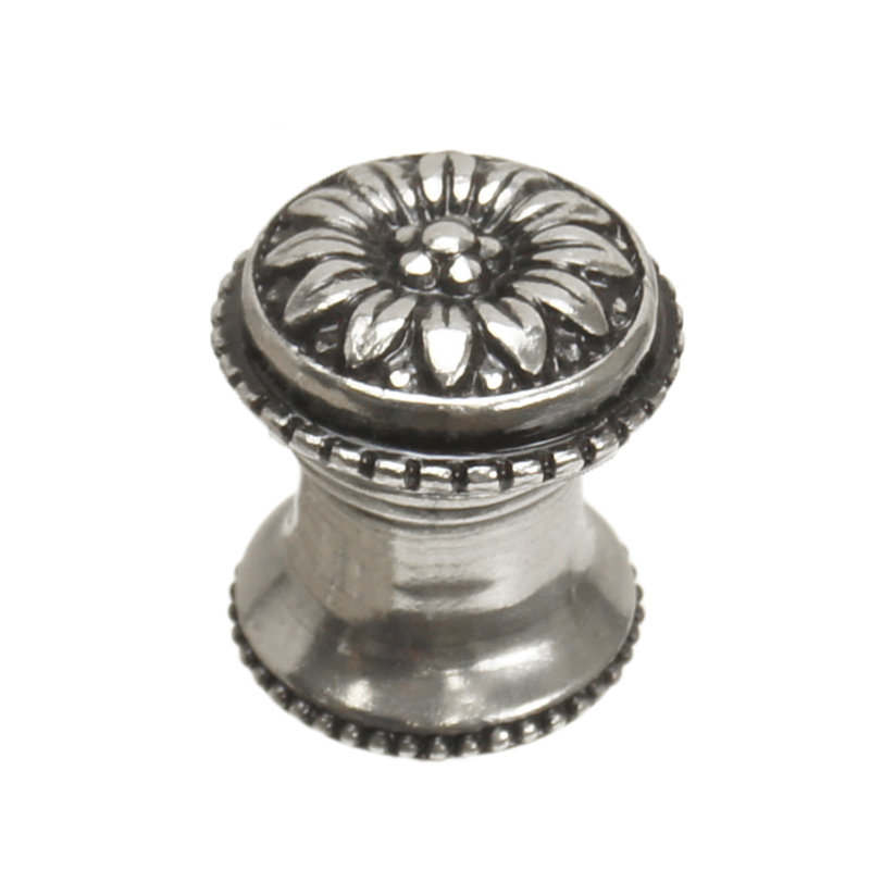 Acanthus small knob with flared foot Rosette stylein Satin, Silver