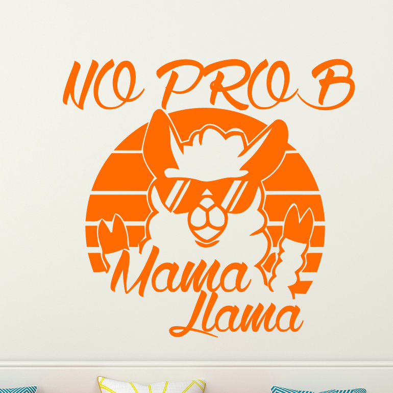 Décalcomanie murale "no prob maman llama", Orange