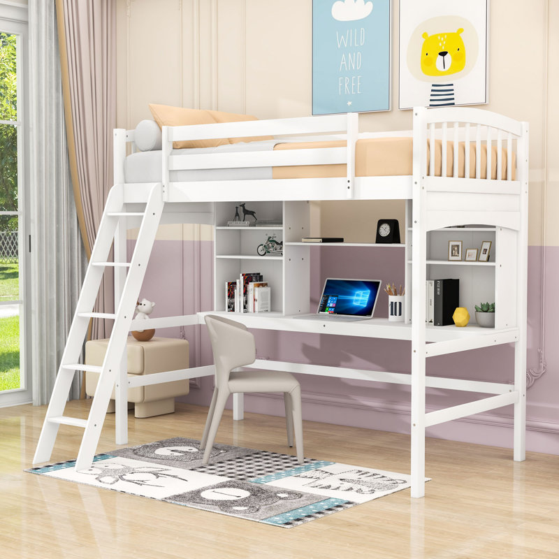 Decklyn Kids Twin Loft Bed, White