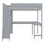 Lit mezzanine double avec bureau et tablette - Gris