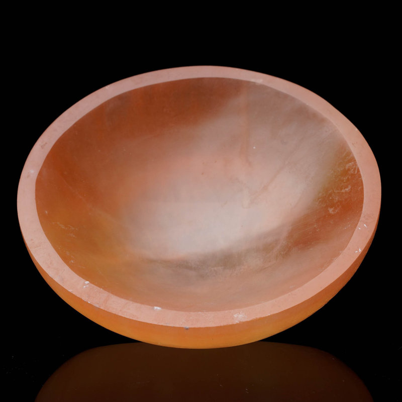 Grand plat en sélénite orange ciselé à la main du Maroc