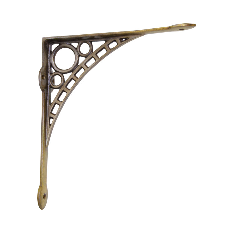 Small Iron Shelf Bracket, Antique Brass