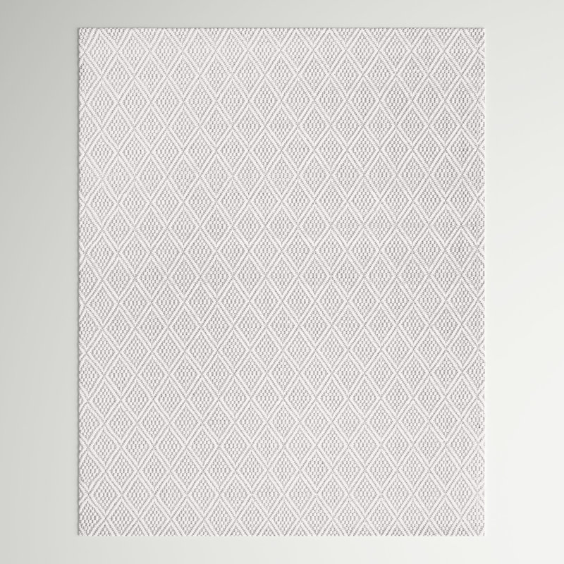 Ivory Geometric Flatweave Wool Area Rug, 3' x 5'