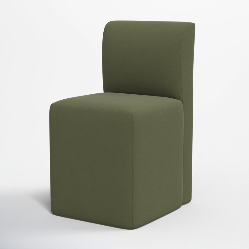 Mendy Upholstered Dining Chair with Casters, Classic Loden Velvet
