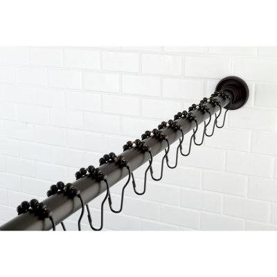 Kingston Brass Edenscape 60-Inch to 72-Inch Adjustable Shower Curtain Rod with Rings Combo