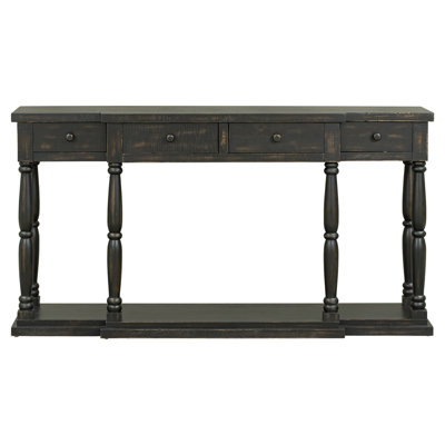 Retro Senior Console Table For Hallway Living Room Bedroom With 4 Front Facing Storage Drawers And 1 Shelf