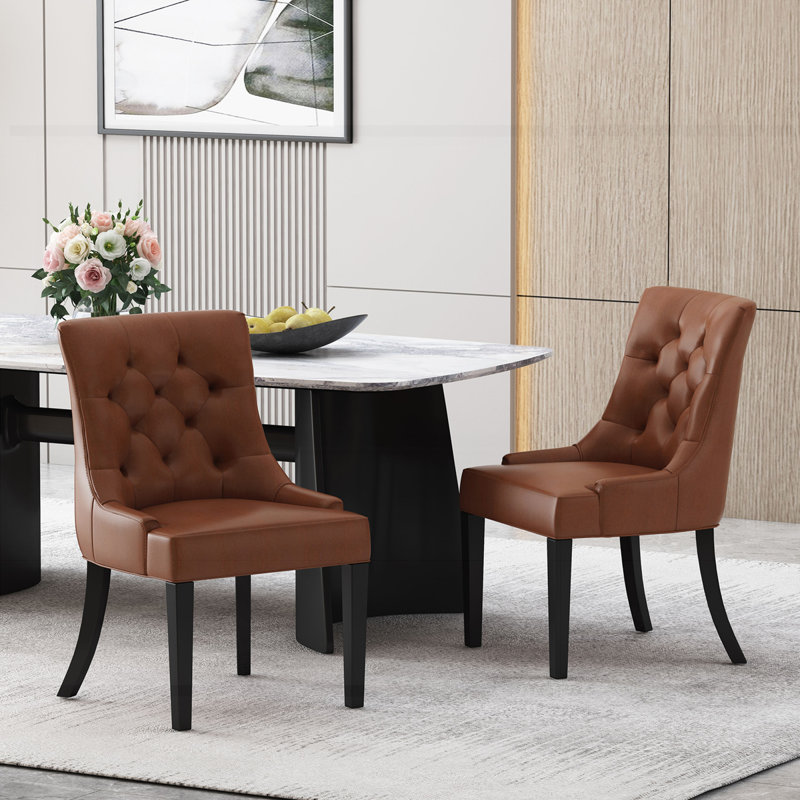 Chaises de salle à manger rembourrées Modern, 2, Brun clair