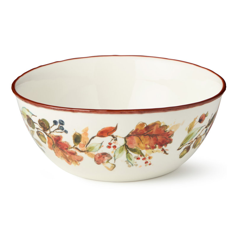 Autumn Meadows Deep Bowl - Une pièce maîtresse en grès de 10 pouces et de 100 onces, ornée de techniques botaniques de récolte, convenant à des exposés dramatiques et à de généreuses portions familiales.