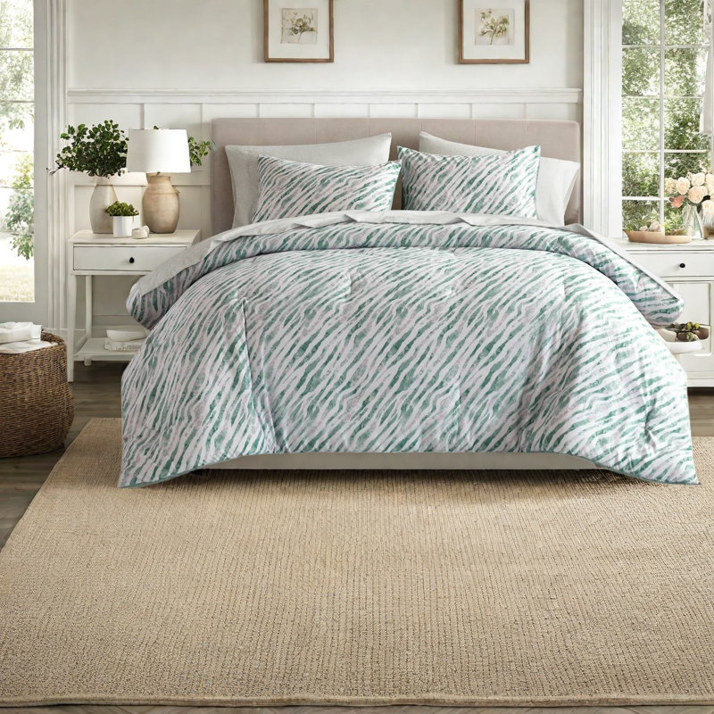 -Piece Cal King Bedding Sets, Microfiber Comforter Set, Modern Bedroom