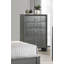 Commode contemporaine à 5 tiroirs avec boutons ronds, finition gris métallique pour rangement dans la chambre à coucher et le salon-371112063