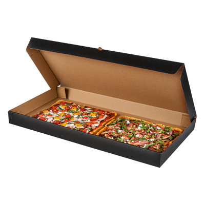 Restaurantware-Eco Pie 24 x 8 x 2 Inch Flatbread Takeaway Boxes, 50 Disposable Corrugated Pizza Boxes - Sturdy, Kraft And Black Paper Pizza Box, For Pizzas Or Flatbreads, Ideal for Restaurants