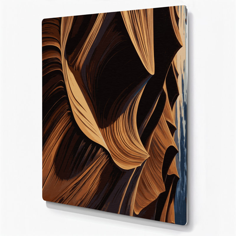 Diagonale rayures sable brun foncé, art mural en métal, H 14 po x l 11 po
