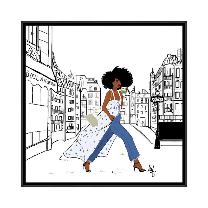 Parisienne 1 Piece Wall Art on Canvas, 66.04 cm H x 66.04 cm W, Black Framed
