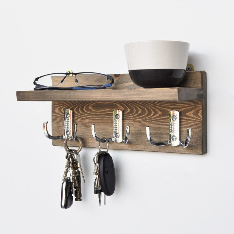 Tablette flottante en bois massif avec tablettes réglables Meleze