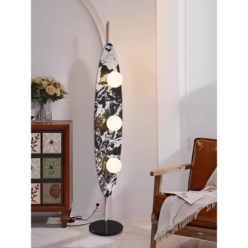 Italian-Style Wrought Iron and Marble Floor Lamp