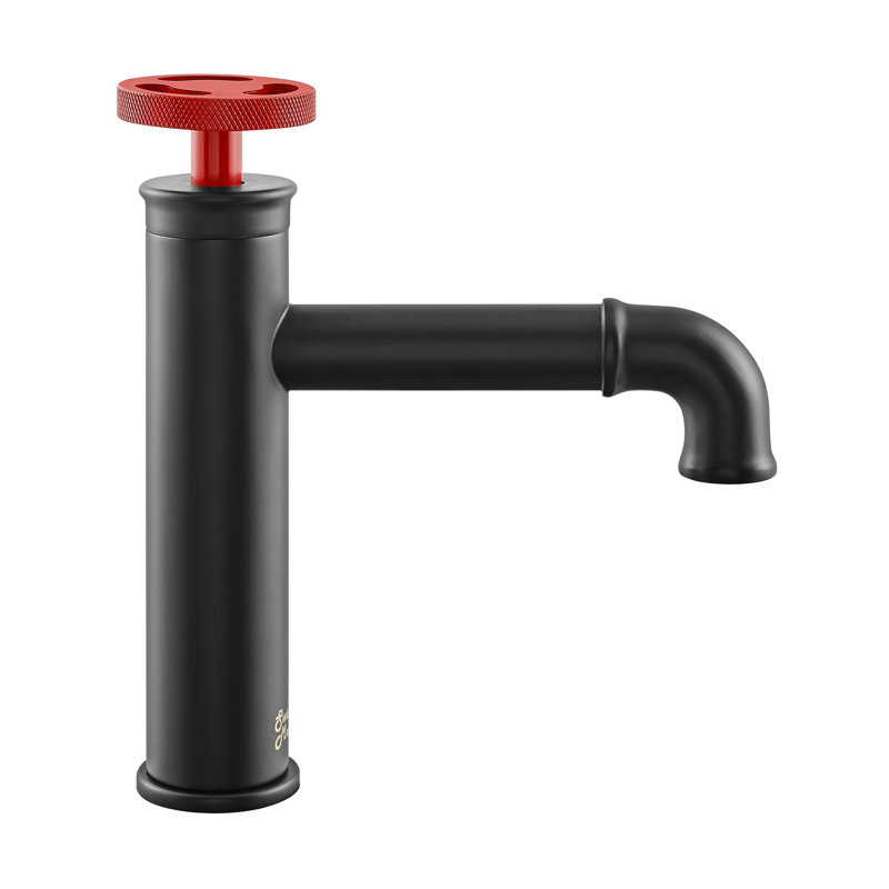 Avallon Single Hole, Single-Handle Wheel, Bathroom Faucet, Red/Black