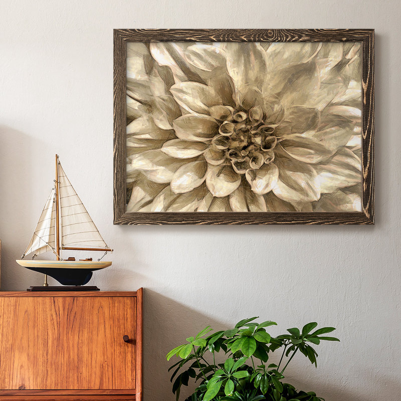 " Neutral Wall Flower I ", Walnut, 28" H x 42" W