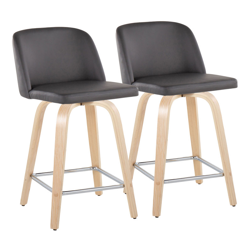 Tabouret de comptoir pivotant 24,25 po Lakyia, Neutre / chrome