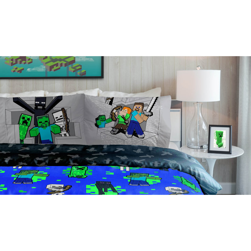 Minecraft Fight Back 100% Cotton Single Duvet Cover Set