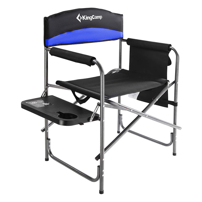 Steel Padded Camping / Beach Folding Chair Folding Chair, Black/Royal Blue