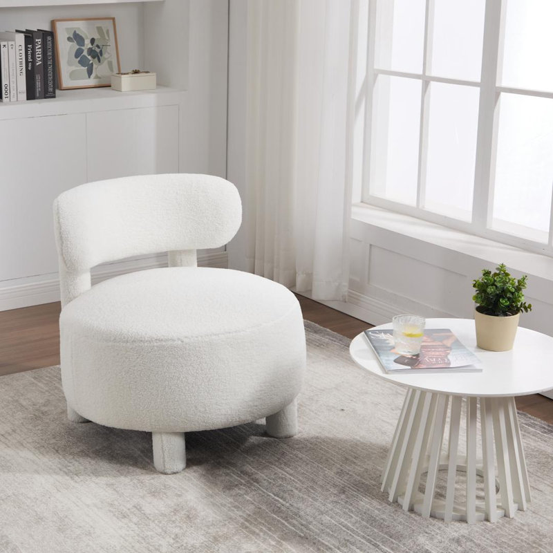 Fauteuil de chambre rembourré avec accoudoirs en tissu Teddy
