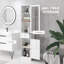 Armoire de rangement pour salle de bain, grande armoire de salle de bain, tour à linge avec porte en acrylique, tiroir et tablettes