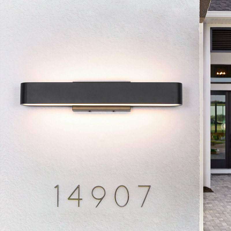 Modern Black Dimmable Rectangle Long Linear Outdoor Wall Sconce